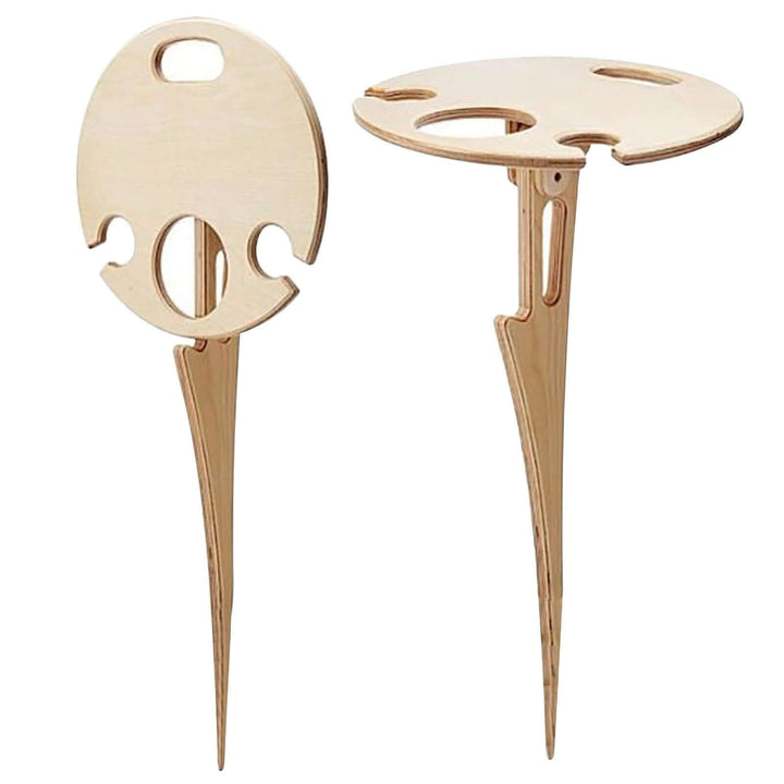 Sammenklappeligt picnicbord i træ med vinholder