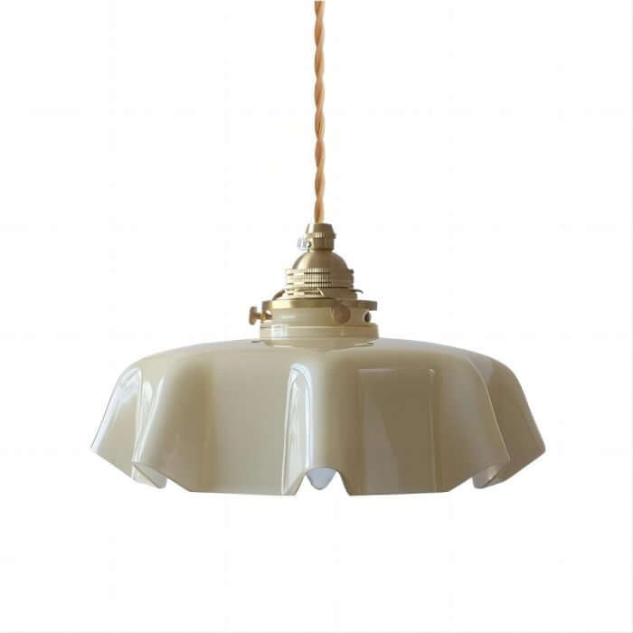Retro Pendellampe i creme glas blomsterdesign