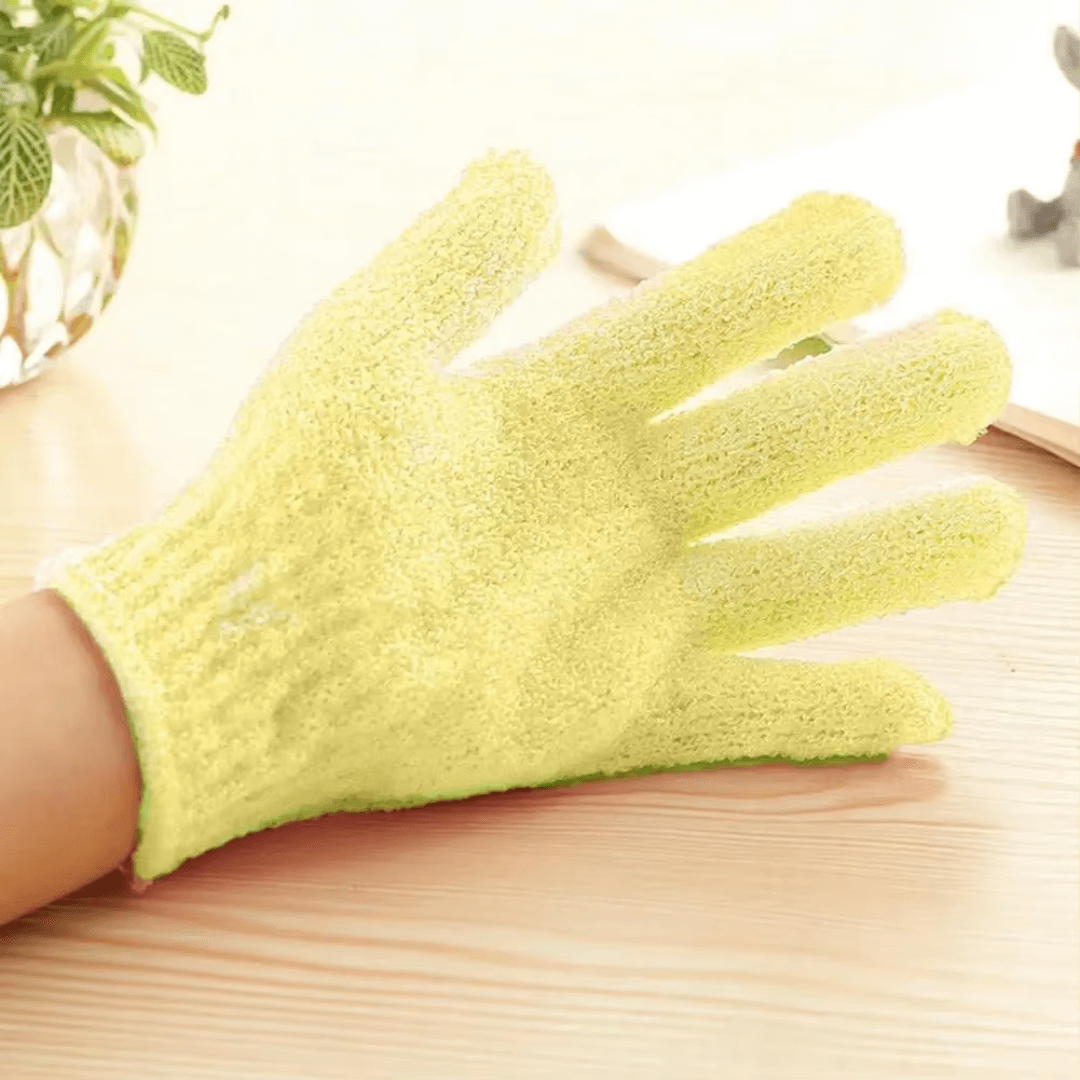 Eksfolierende badehandsker til brusebad og peeling