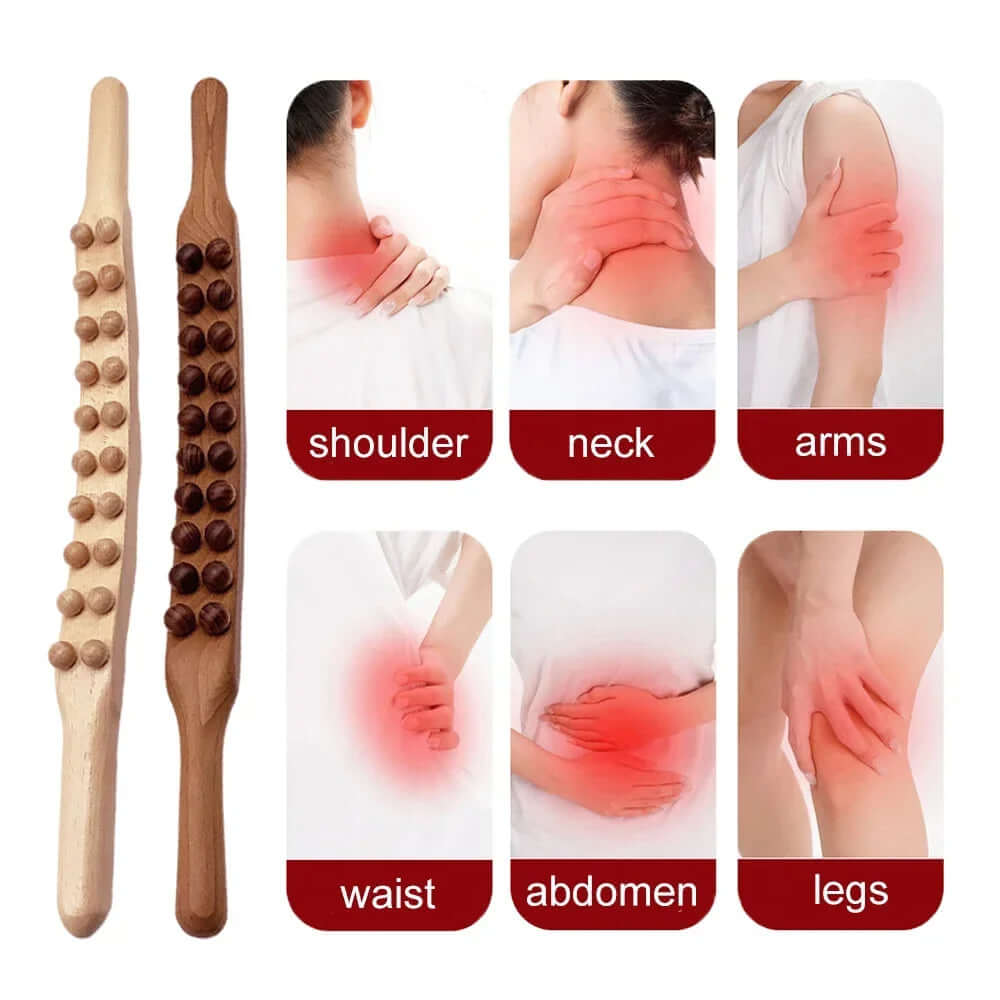 Træ Gua Sha Massagestav 60 cm - Dyb Afslapning