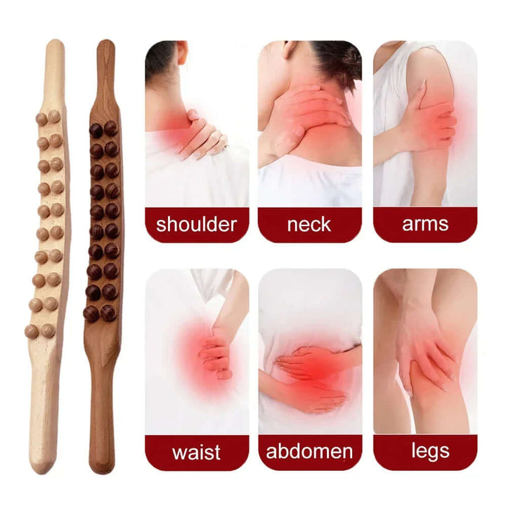 Træ Gua Sha Massagestav 60 cm - Dyb Afslapning