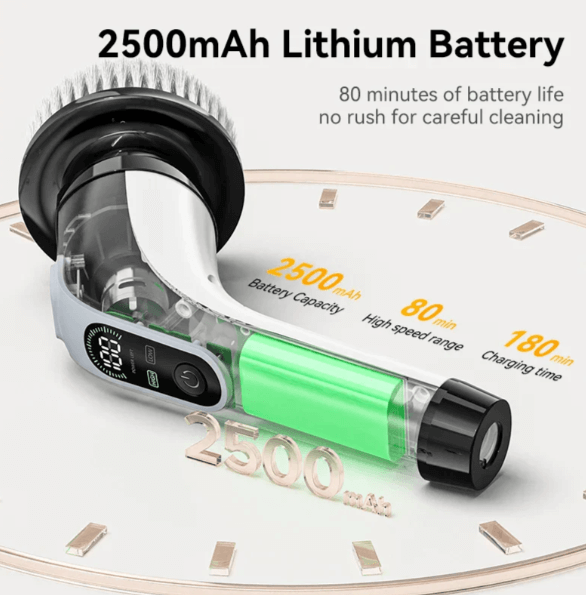 Trådløs rengøringsbørste med 7 tilbehør