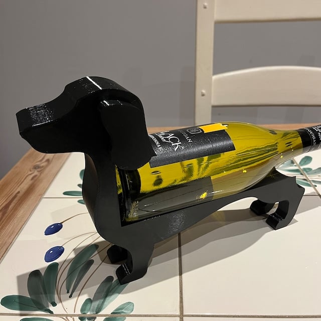 Gravhund vinflaskeholder: Elegant grå design