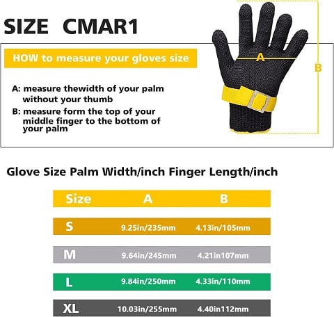 Skærefast handske i rustfrit stål, grå, med ANSI A9 beskyttelse, ideel til køkken og kødforarbejdning