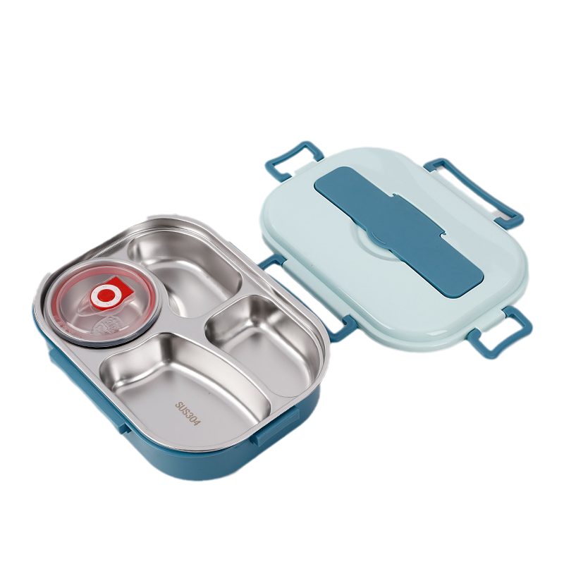 Termo Madkasse i Rustfrit Stål med 3/4 rum, holdbar, stilfuld, opdelt design, frisk mad på farten