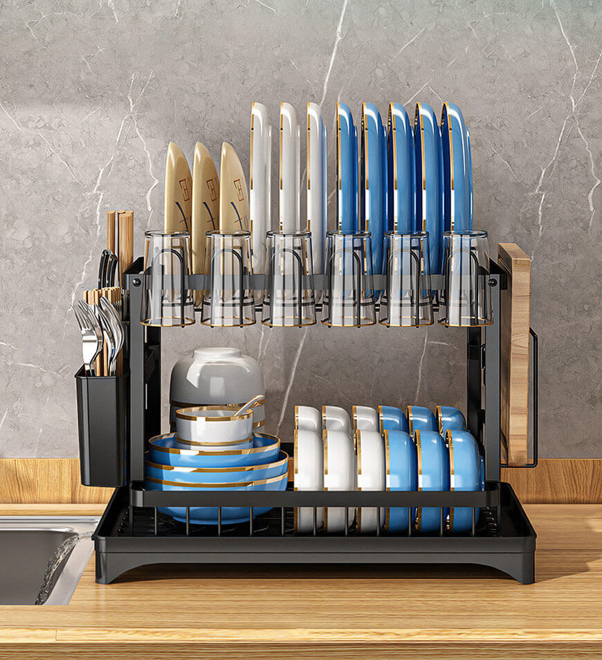 2-lags afløbsstativ i rustfrit stål til køkken