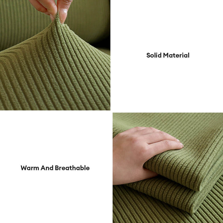 Elastisk fløjls-sofabetræk med elegante lodrette striber, passer til moderne stuer.