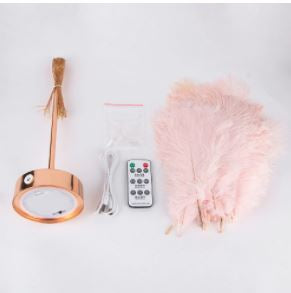 Elegant fjerlampe med blødt, diffust lys, skaber en hyggelig atmosfære i rummet. Udsøgt fjerdesign.