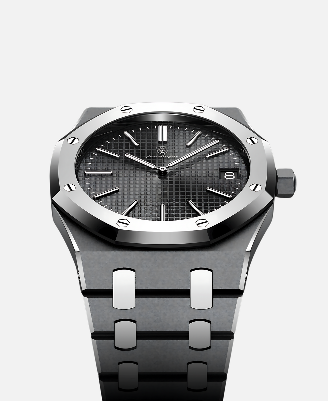 Elegant herrearmbåndsur, 41 mm rustfrit stål, tidløst design, minimalistisk urskive, ridsefast og vandtæt.