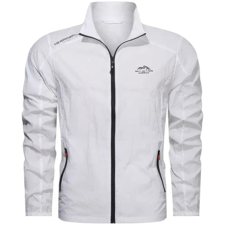 Elegant vindjakke til mænd med lynlås, letvægtsmateriale, ergonomisk snit, ideel til camping og vandring.