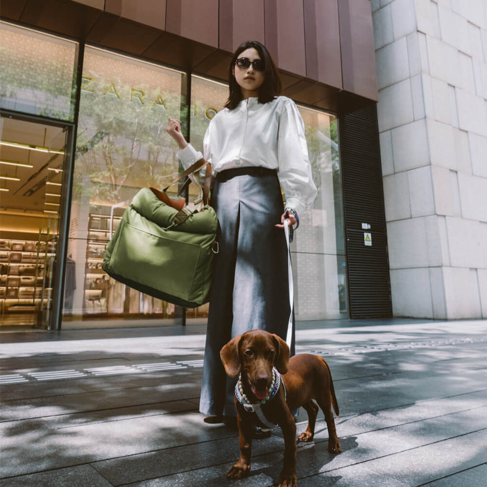 Eleganter Kunstleder-Hundeautositz in Schwarz, komfortabel mit Sicherheitsleinen und Polsterung, stilvoll für Reisen.