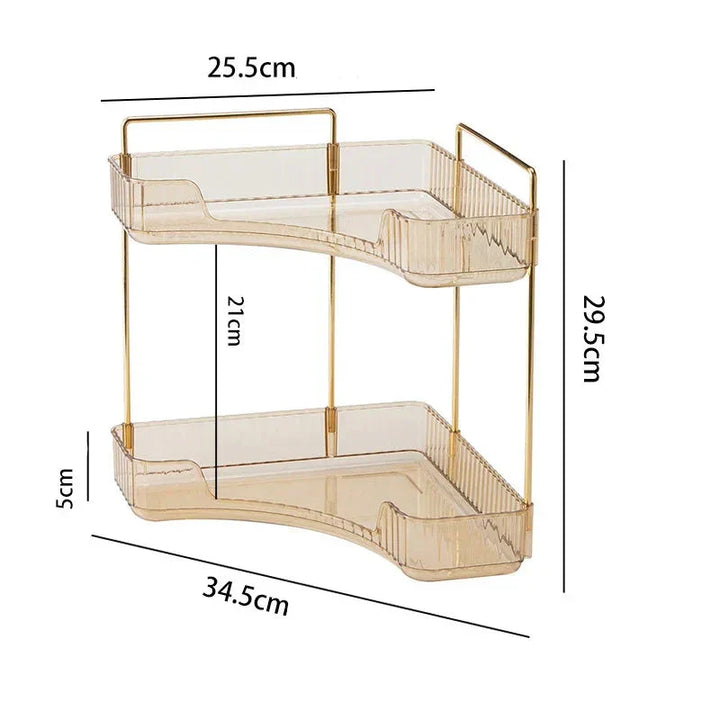 Elegant metal hjørnereol med minimalistisk æstetik, ideel til stilfuld opbevaring og rumeffektivitet i små hjørner.