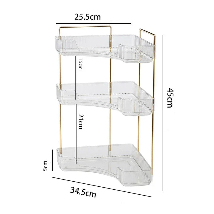 Elegant metal hjørnereol med minimalistisk æstetik, ideel til stilfuld opbevaring og rumeffektivitet i små hjørner.