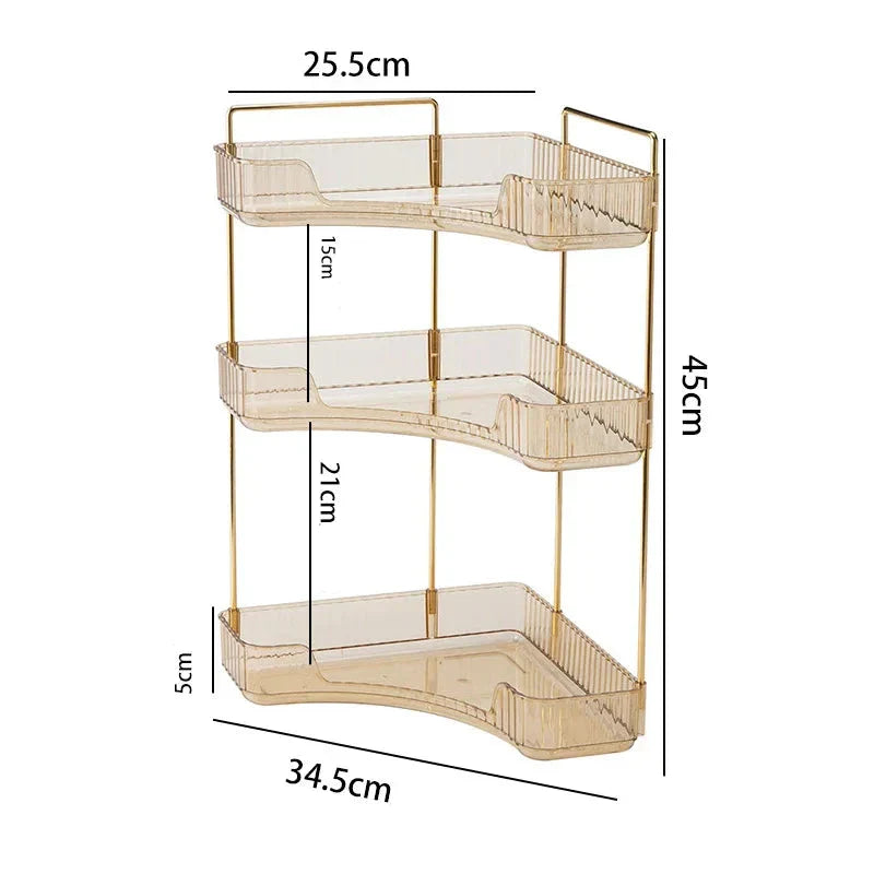 Elegant metal hjørnereol med minimalistisk æstetik, ideel til stilfuld opbevaring og rumeffektivitet i små hjørner.