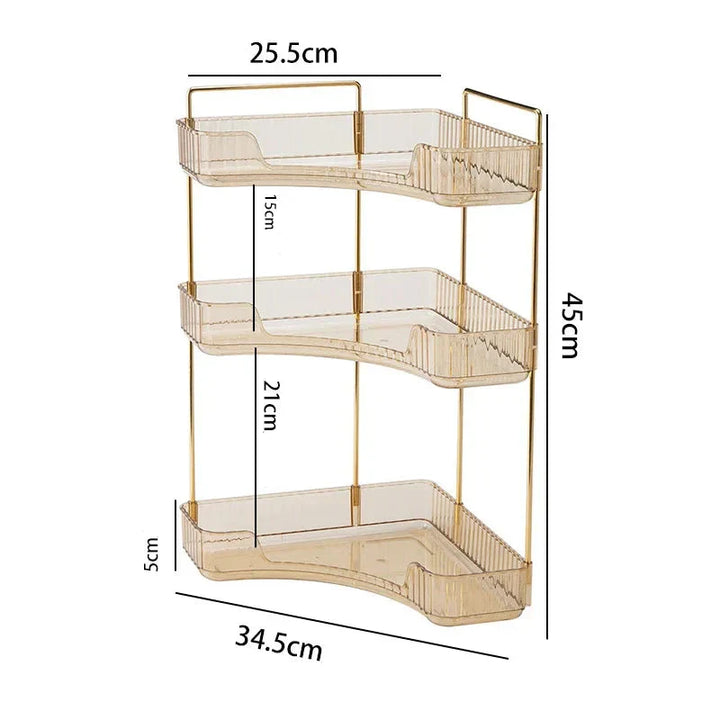 Elegant metal hjørnereol med minimalistisk æstetik, ideel til stilfuld opbevaring og rumeffektivitet i små hjørner.