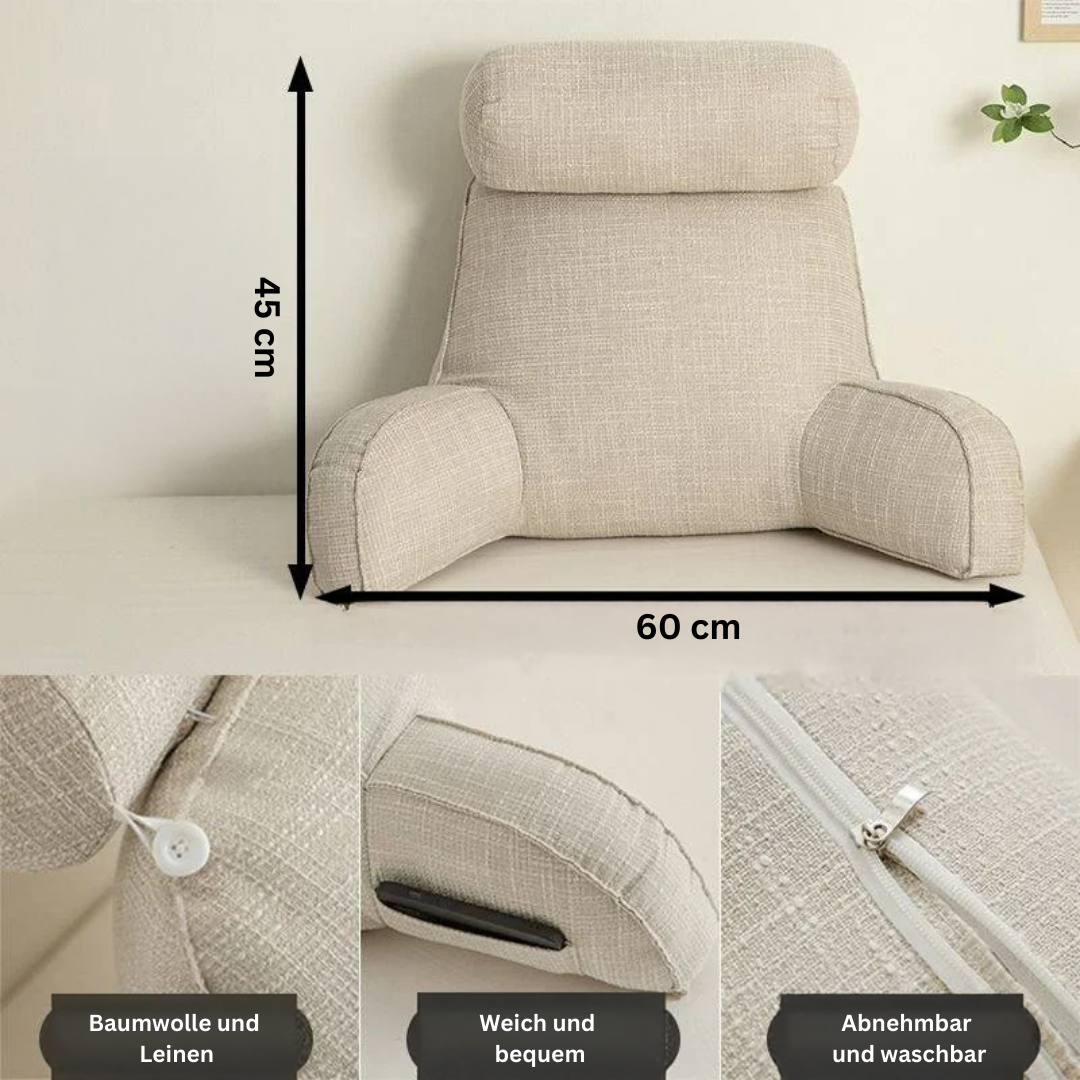 Billede af ergonomisk siddehynde med justerbar nakkestøtte og elegante armlæn for lindring af nakke- og rygsmerter