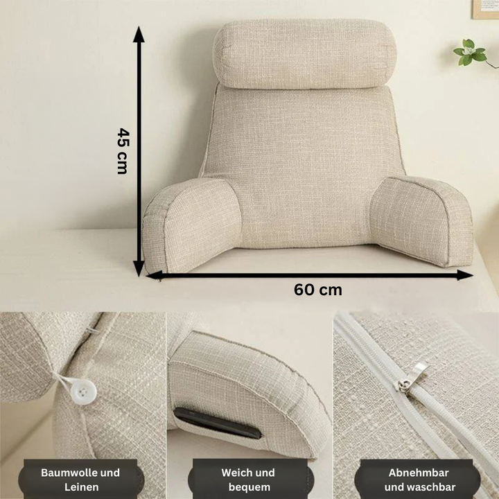 Billede af ergonomisk siddehynde med justerbar nakkestøtte og elegante armlæn for lindring af nakke- og rygsmerter