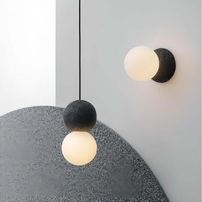 Hængelampe af Cement og Glas