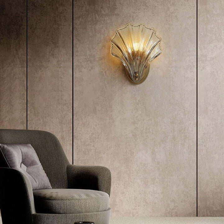 Musling Væglampe i Messing & Glas