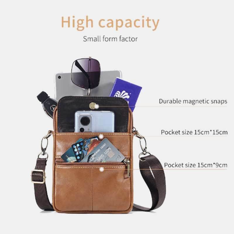 Herre læder skuldertaske