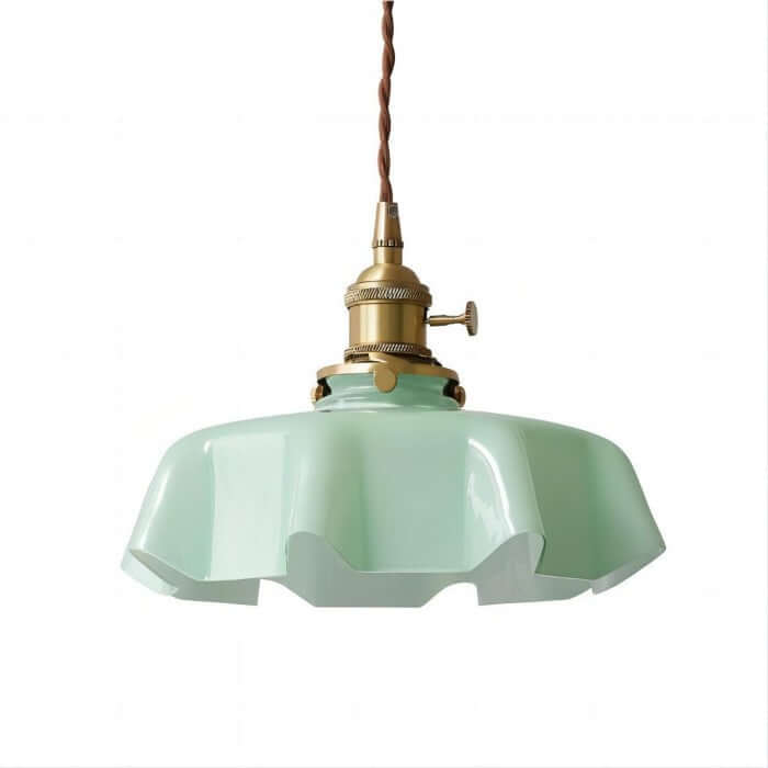 Retro Pendellampe i creme glas blomsterdesign