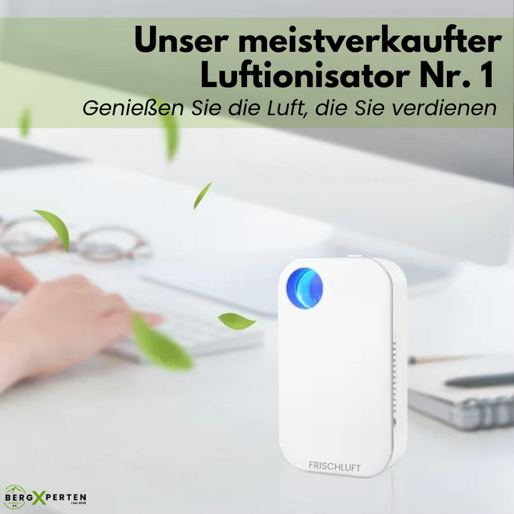 FrischLuft Pro Ionisator, kompakt luftrenser; reducerer allergener, støv & lugte, ren luft til hjemmet.