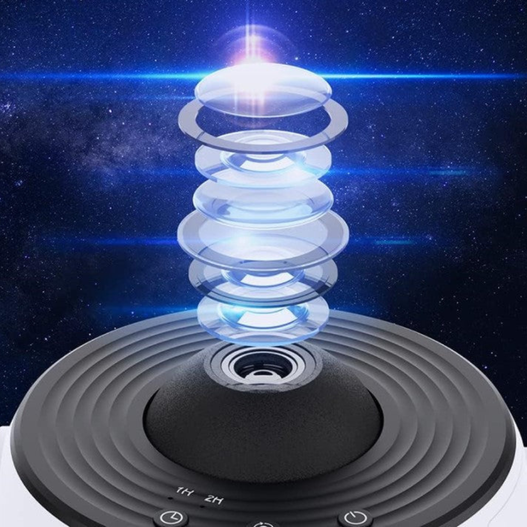 GalaxySky projektor med HD stjernehimmel, oplyst rum med lysende galaksemønstre, ideel til afslapning derhjemme.