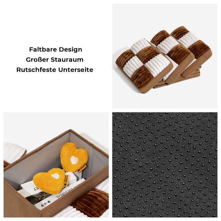 Håndlavet, grå hundetrappe med opbevaring, der støtter led, er skridsikker og ideel til ældre hunde og boligindretning.