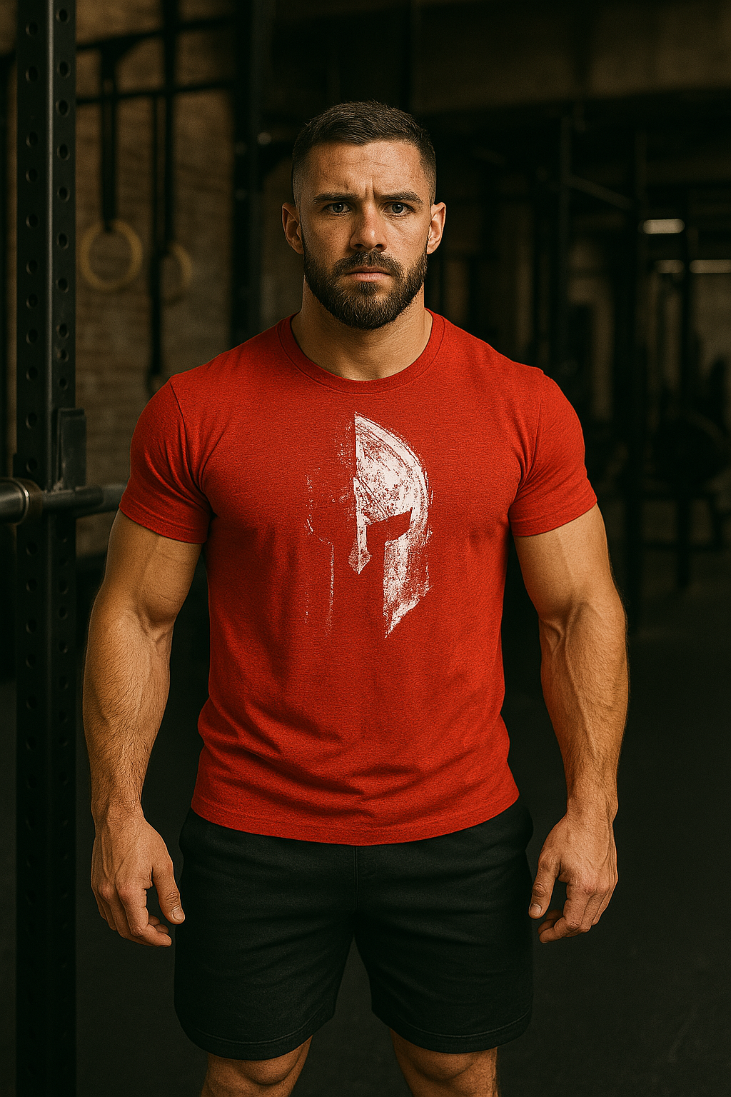 Herre fitness T-shirt i rød, åndbar og komfortabel, med et stilfuldt design.