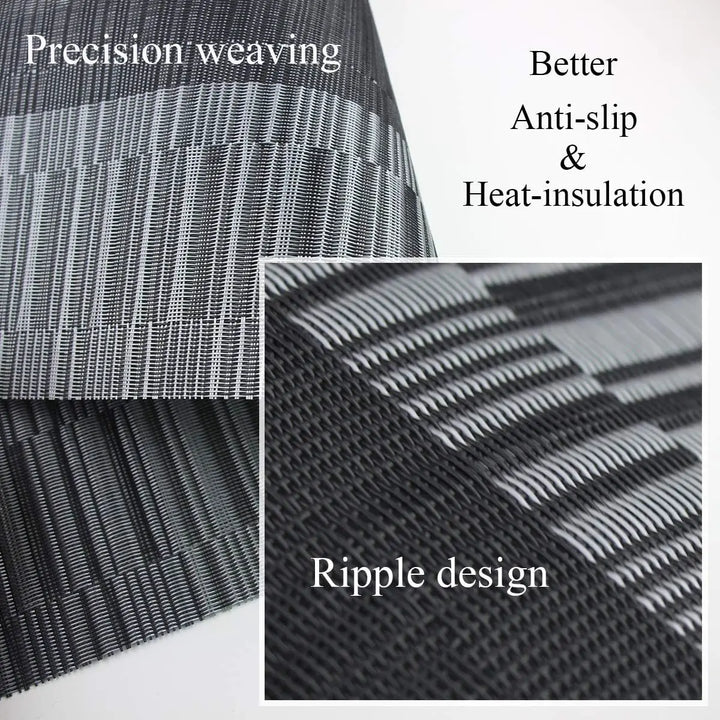 Varmebestandige, elegante PVC-dækkeservietter, 4 stk., i brun og sølv, vaskbare, skridsikre, 30x45 cm, dekorative.