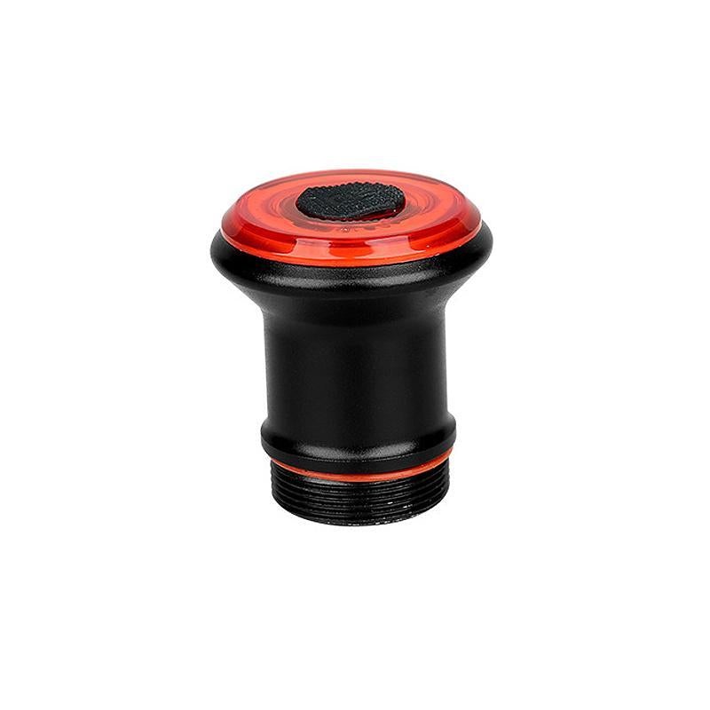 Højlyskende USB baglygte i aluminium med LED-COB og EnSca-linse, kompakt og vejrbestandig til cykler.