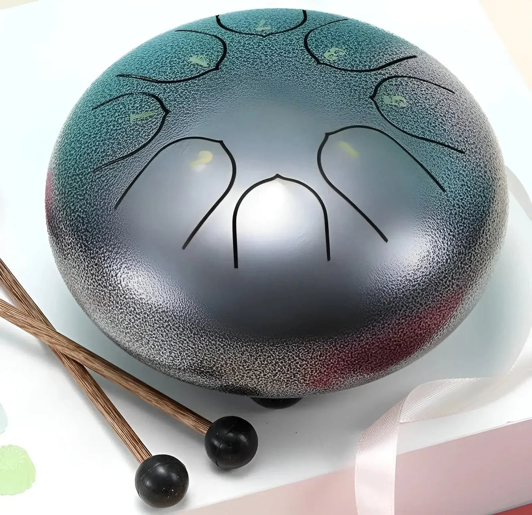 Børne harpetromme i stål med blød lyd, ideel til små musikere, robust og let at spille.