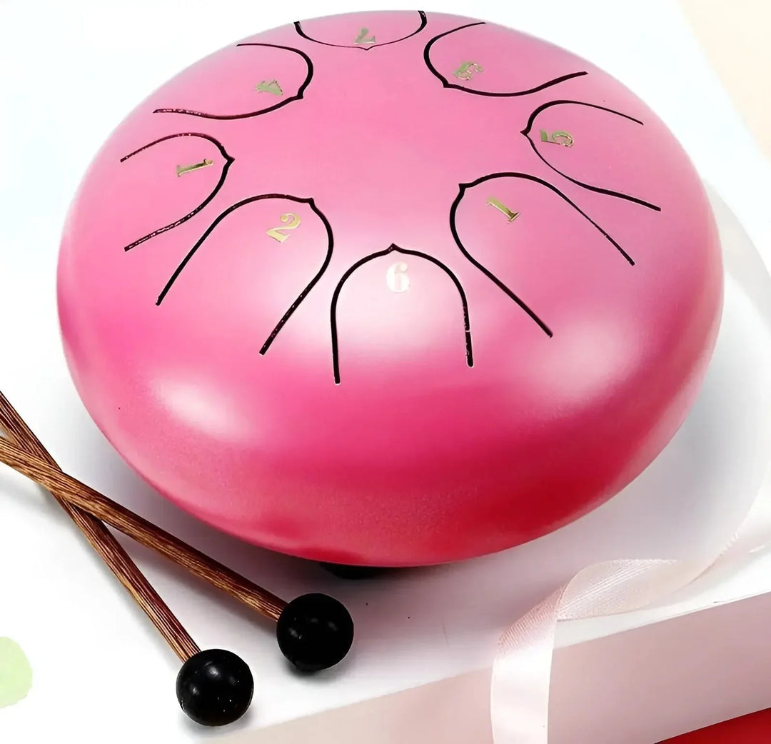 Børne harpetromme i stål med blød lyd, ideel til små musikere, robust og let at spille.