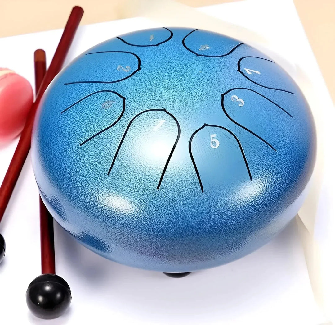 Børne harpetromme i stål med blød lyd, ideel til små musikere, robust og let at spille.