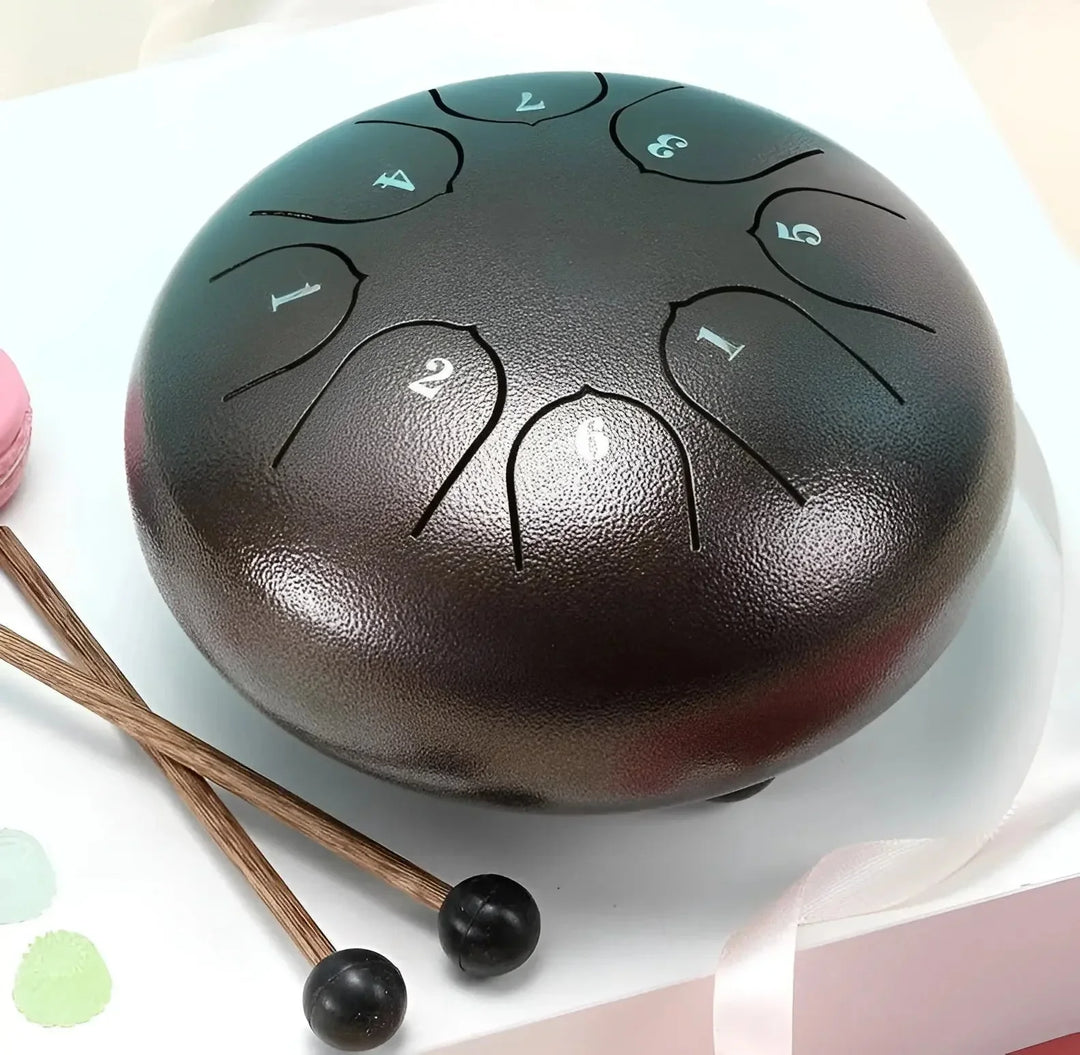 Børne harpetromme i stål med blød lyd, ideel til små musikere, robust og let at spille.