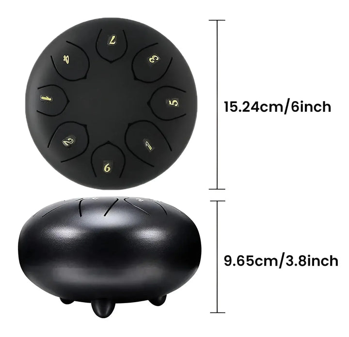 Børne harpetromme i stål med blød lyd, ideel til små musikere, robust og let at spille.