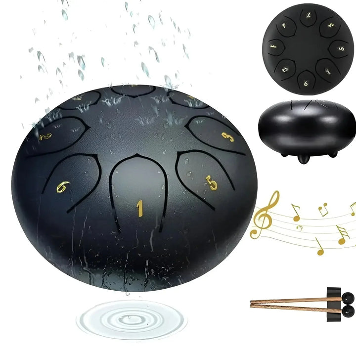 Børne harpetromme i stål med blød lyd, ideel til små musikere, robust og let at spille.