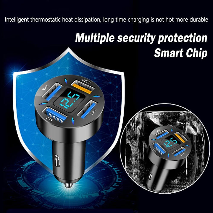 Kompakt biloplader 66W med USB PD og QC 3.0 til superhurtig opladning, sort, passer til 12-24V stikdåser.