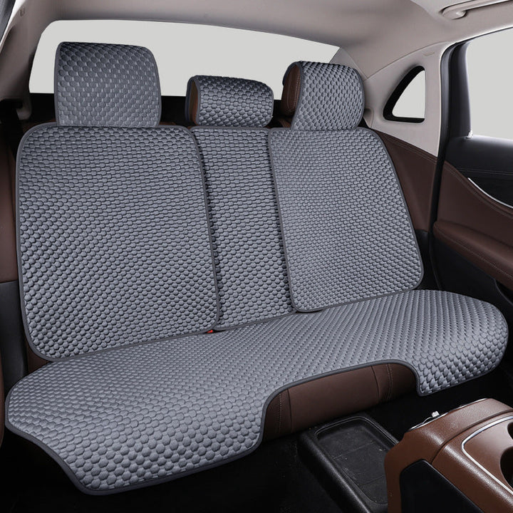 Kølende åndbar bilsædebeskytter i issilke, luksuriøst design, ideel til mennesker og dyr, skridsikkert hold.