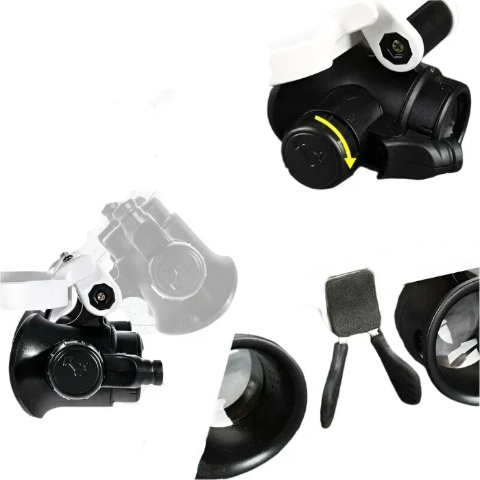 LED-forstørrelsesbriller med 8x, 15x, 23x lupper og LED-lys, ergonomisk design, klart syn, ideel til præcisionsarbejde