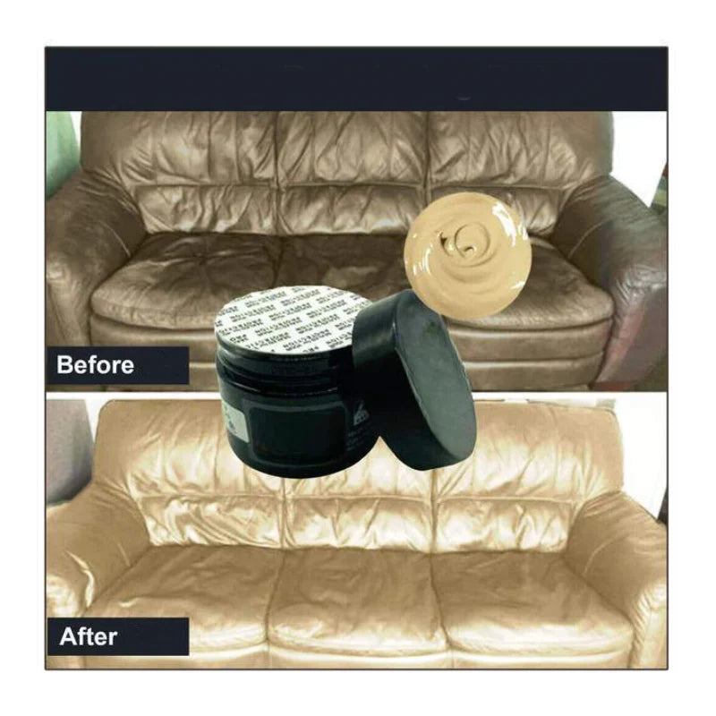 Læderplejecreme til strålende læder i beige nuance, i en dåse, der giver glans og beskyttelse til falmet læder og er alsidig i anvendelse.