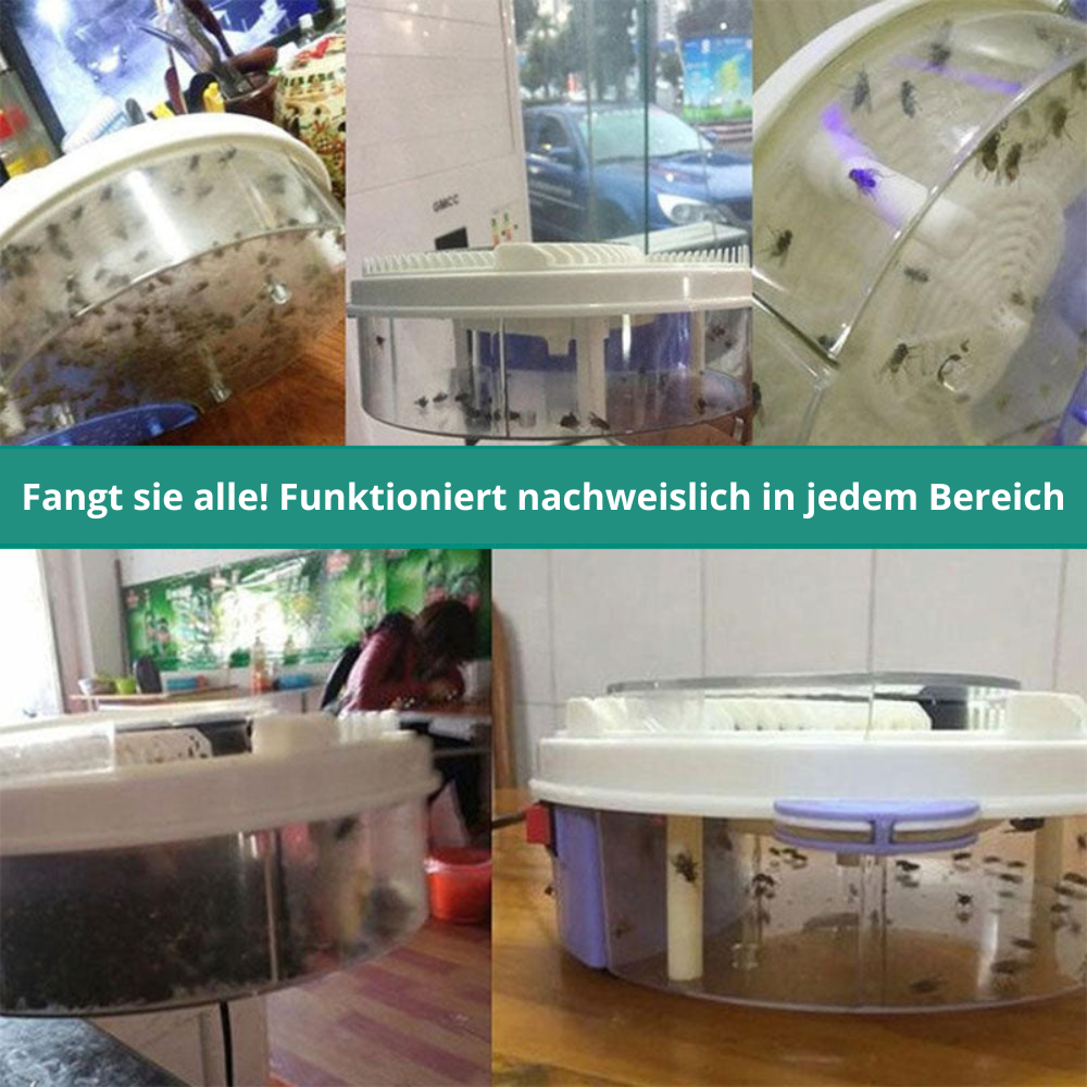 Støjsvag fluefælde, diskret og effektiv, rektangulær form, ideel til inde og ude, kemikaliefri.