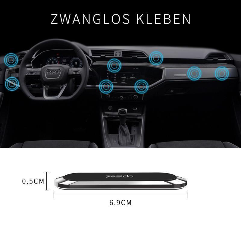 Magnetisk telefonholder i bilen, kompakt med 6 magneter, monteret på instrumentbrættet, uden beslag og sikker.