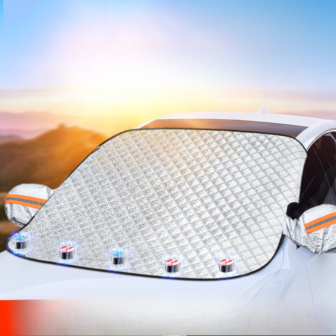 Magnetisk forrudebetræk beskytter bilen mod sne og is, med stærke magnetiske kanter, alsidig anvendelse.