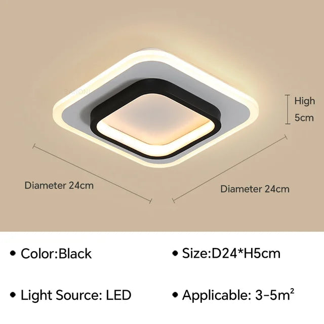 Minimalistisk moderne loftslys med rene linjer i akryl og metal, ideel til elegant rumbelysning.