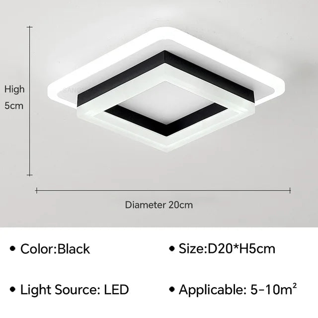 Minimalistisk moderne loftslys med rene linjer i akryl og metal, ideel til elegant rumbelysning.