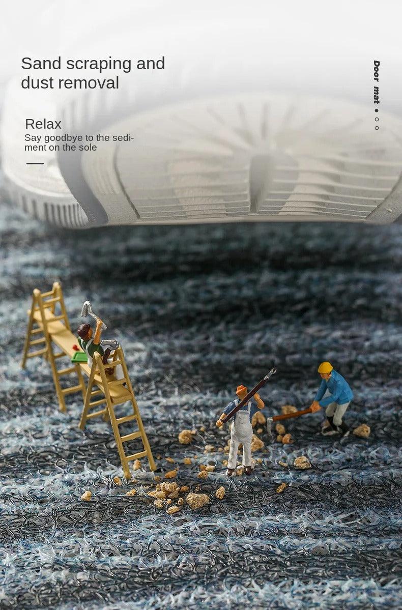 Moderne skridsikker PVC-gulvmåtte, rektangulær, grøn, perfekt til stilfulde indgangspartier.