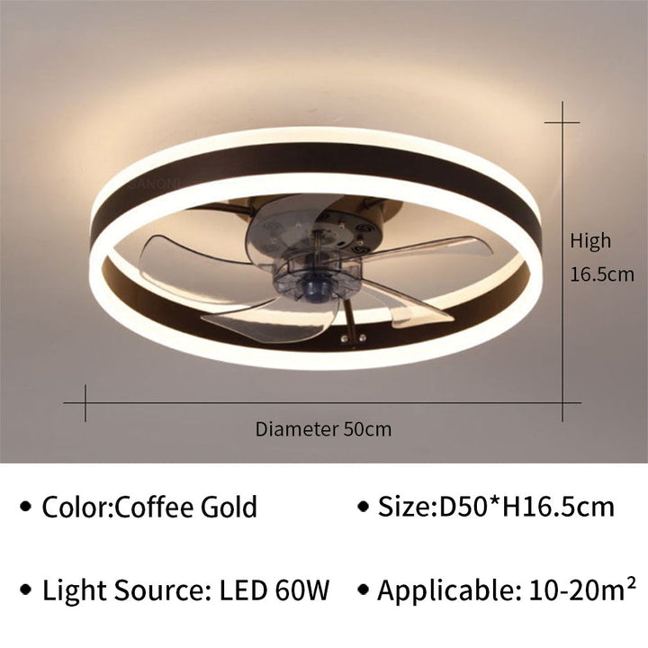 Modernt LED loftventilator med elegante vinger og integreret LED-belysning, perfekt til stue eller kontor.