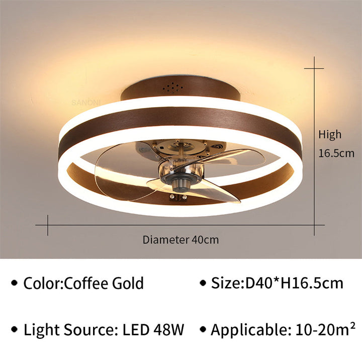 Modernt LED loftventilator med elegante vinger og integreret LED-belysning, perfekt til stue eller kontor.