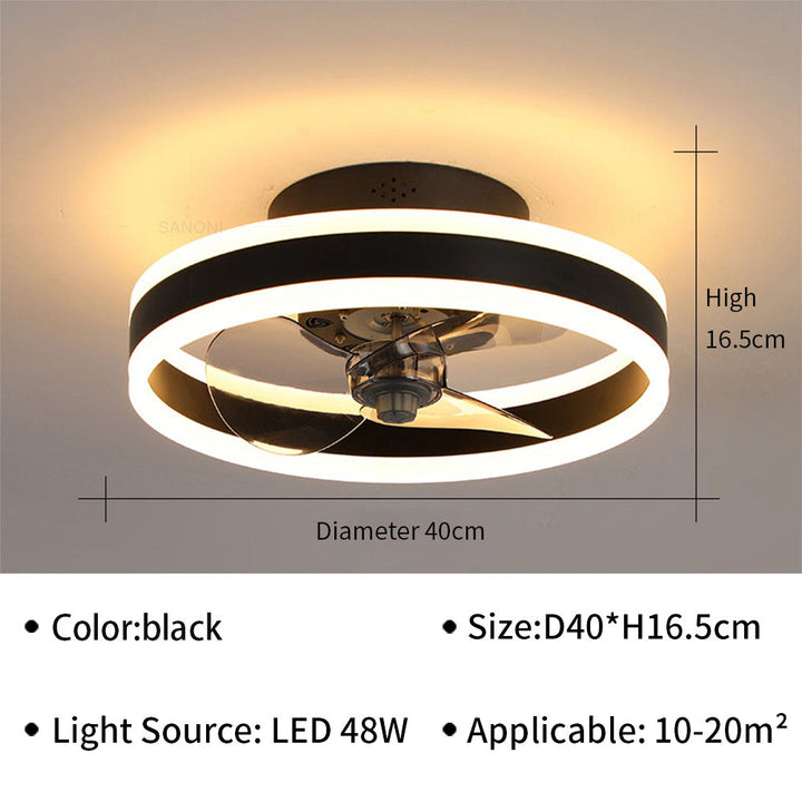 Modernt LED loftventilator med elegante vinger og integreret LED-belysning, perfekt til stue eller kontor.